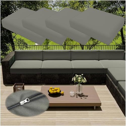 CDPTD Pack of 4 Wasserdichter Sofa,Sitzkissenbezug mit Reißverschluss,Stuhlsitz,Abnehmbarer Bezug, Bezug für drinnen und draußen, Terrasse, Rattanmöbel (TYP-3,65 * 65cm)