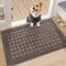 BEQHAUSE Fussmatte Innen, waschbar Fußmatte Innen, rutschfeste Schmutzfangmatte 50x80cm, Teppich Eingangsbereich Innen für Hund, Innenbereich, Haustür, Flur, Braun
