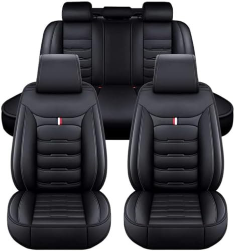 RESKIU Leather autositzbezüge für Tesla Model X (2016-2019), Wasserdichtes Sitzbezüge Vorne und Hinten Sitzbezug Auto Sitzschoner Sitzschutz Komplettset,A-Black