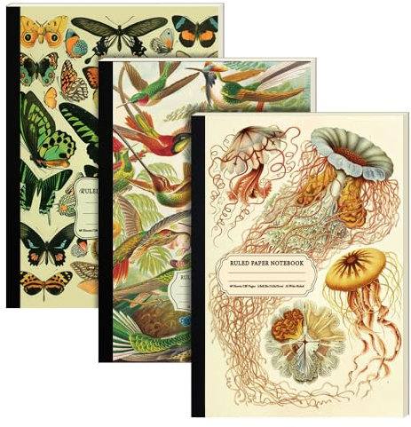 Mifuner 3Pcs A5 Lined Journal Notebook, 5.8x8.3 In Wide Ruled Paper for Writing, 60 Sheets(120Sheets) Cute Ruled Notebooks, Variety of Cover Designs Diary Notepad, Animal 3