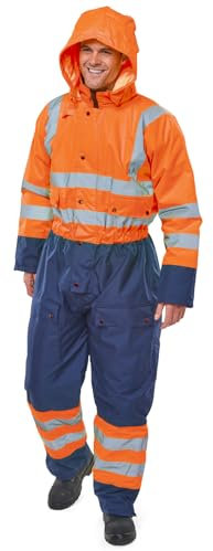 BEESWIFT Thermal Two-Tone HI-VIS Waterproof Overall Orange/Navy L