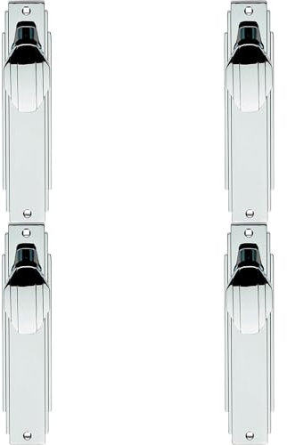 4 Pack - Art Deco Internal Latch Door Handle - Polished Chrome Knob on Backplate Reeded
