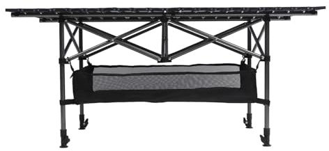 Table de Camping Pliante, Table Pliante Portable avec Pieds Réglables en Hauteur pour Pique-Nique en Plein Air, Table D'ordinateur D'intérieur, Table de Camping Pliable Légère