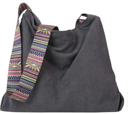 Gyios Mochila Mujer Gran Bolso De Bolso Lienzo Forre Bolsas Cruzadas De Caramelo-Grey-a