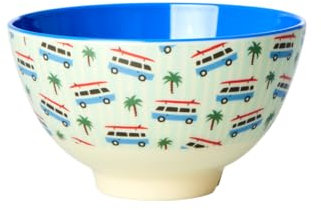 Rice Dessert Schüssel Schale Blau Klein Wohnmobil Motiv Geschirr Melamingeschirr Kindergeschirr Kinder Camping BBQ Picknick Bruchsicher BPA-frei Wiederverwendbar Plastikgeschirr 300ml