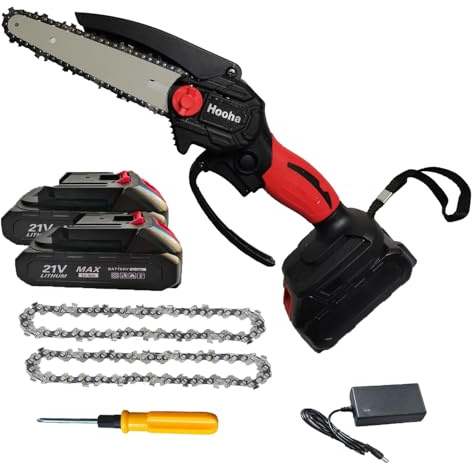 Hooha Mini Kettensäge,Mit Akku Und Ladegerät, 6 Zoll,2 * 1500 mAh Batterien,21Volt System Rosa Handkettensäge Kleine Kettensäge Mit Akku Mini Chainsaw Zum Schneiden Von Holz,Für Gärten Geeignet Bäume