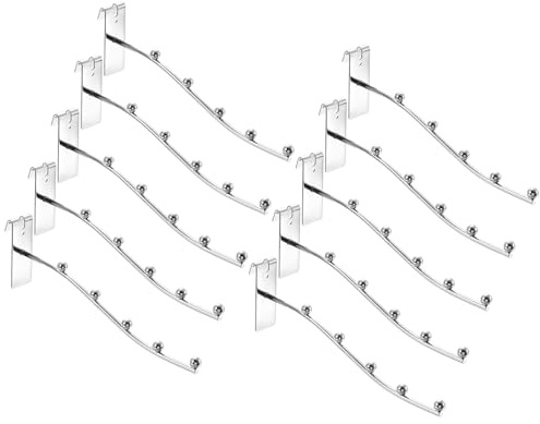 sourcing map 10Pcs 8 Gridwall Waterfall Hooks, 5 Ball Metal Display Hangers, Wire Grid Wall Accessories for Home, Clothing Retail Shop, Silver