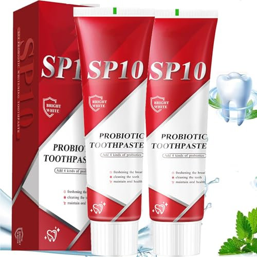 Sp10 Probiotische Zahnpasta, 2 Stück 100 g Sp-10 Zahnpasta, Sp10 Ultra Whitening Zahnpasta, Tiefenreinigung Probiotika Hellweiße Zahnpasta, frischer Atem Mundpflege Zahnpasta