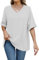 Famulily Women's Comfy Plain White T Shirt Loose Fitted Tee Shirts Ladies V Neck Half Sleeve Tunic Tops (XXL, White)