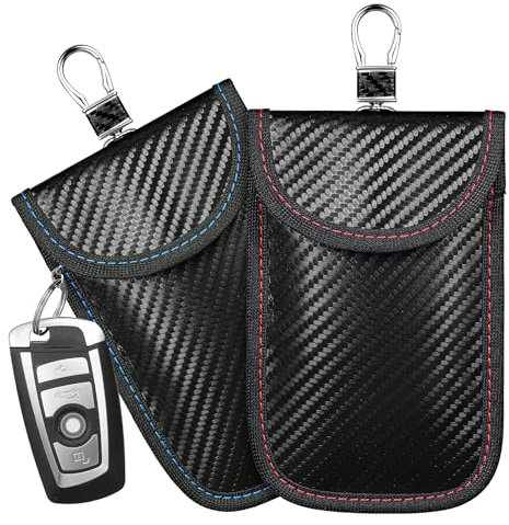 ElevateTech 2 Stück Schutz Autoschlüssel, Schlüsseltasche RFID Blocker Schlüsseletui Gehäuseblocker Diebstahlschutz Schlüsselschutz Funkschlüssel Abschirmung Tasche für Autoschlüssel