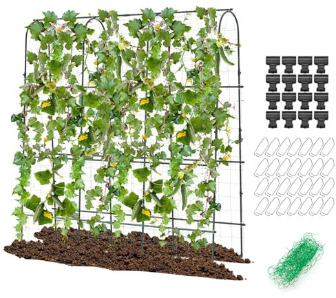 COSTWAY Treillis Arqué de Jardin pour Plantes Grimpantes 179 x 180 cm, Treillis en ‘U’ pour Jardin Surélevé avec Poteaux Métalliques, Cadre de Support pour Légumes Fruits Fleurs Vigne