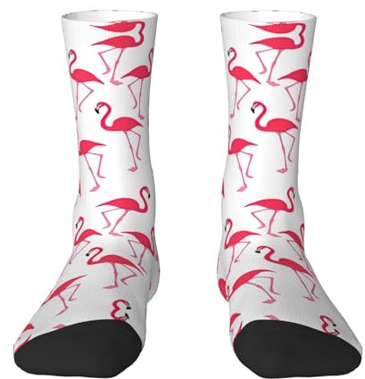 Chaussettes pour adulte motif flamant rose rouge pour homme et femme, chaussettes contrastées pour l'extérieur, usage décontracté et athlétique, blanc, taille unique