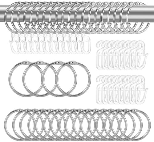 40 Stück Silberne Gardinenringe mit Haken, Dusch- und Gardinenzubehör