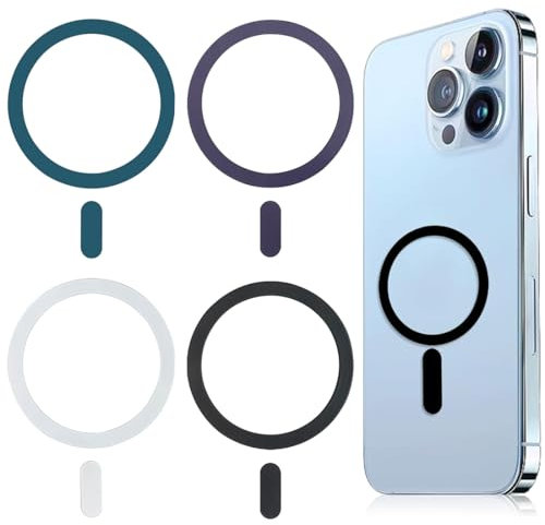 JAWUZ 4 Stück magnetring für handyhülle Magnetring Handy,Magnet Rings Aufkleber Kabelloses Laden Umwandlungskit, Kompatibel mit iPhone 16/15/14/13