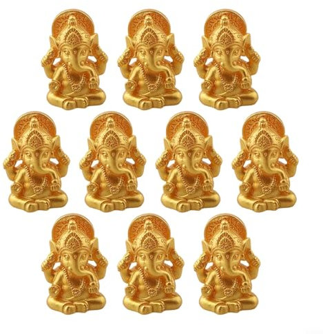 Vilgftyiet Ganesha-Elefanten-Statuen, goldene Harz-Figuren für Zuhause, Tempeldekoration, spirituelle Symbole für Meditation, Yoga-Raum, indische Gottesherr-Skulpturen, 3,1 x 2,4 cm, dekorative