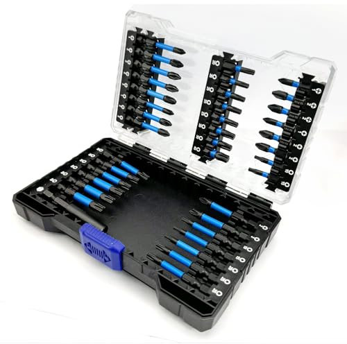 Juego de 38 brocas de destornillador de impacto, juego de puntas magnéticas S2, juego de brocas hexagonales, Phillips, Pozidriv y Torx con puntas hexagonales de 1/4 pulgadas para destornillador