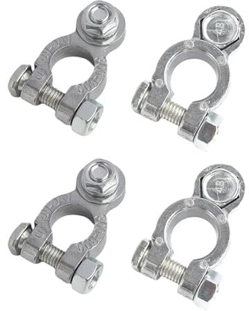 4 Pcs Battery Terminals, Battery Terminal Connectors,Battery Terminals,Universal 12V/24V Aluminum Alloy Battery Terminal Connectors with Positive & Negative Clamps for Cars, Trucks, RVs, and Boats