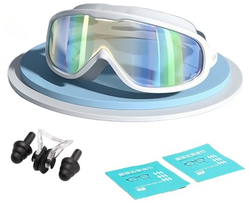 HSTWODE 1 styck anti-dimma simmask med synstyrka – 1,5 till -8,0, simglasögon anti-dimma-UV-skydd, vuxna polariserade simglasögon, lämplig för män och kvinnor (vit, -4,0)