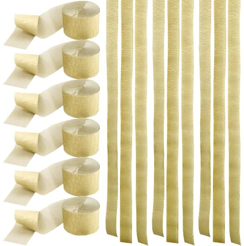 6 Rollen Gold Krepppapier,kreppbänder Hintergrund Luftschlangen Papier Crepe Paper Rollen Bastelkrepp für Party Dekoration und Handarbeiten Papierkunst