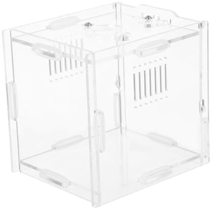 Milisten Glas-Terrarium für Spinnen Springspinnen-aufzuchtbox Reptilien-aufzuchtbox Kleines Reptiliengehege Transparenter Tierkäfig Tragbarer Transportbehälter für Echsen Frösche Skorpione
