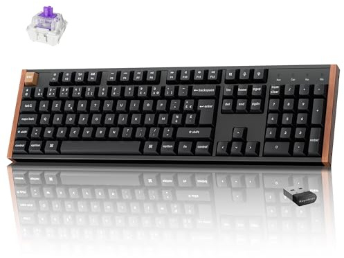 Keychron K10 HE Clavier AZERTY Magnétique sans Fil, 100% ISO-FR Layout, Point d’Activation Réglable, RGB, Touches PBT à Profil Cherry Sublimées, pour Mac/Windows/Linux, Cadre Latéral en Bois, Noir