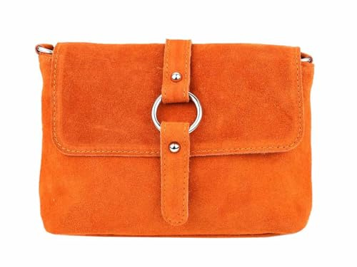 ITALYSHOP24 Made in Italy DAMEN LEDER TASCHE Schultertasche Body Bag Wildleder Handtasche Umhängetasche Ledertasche Messenger Cross-Over Abendtasche Clutch