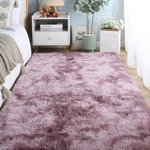 MEILIPA Moderner Hochflor 180 x 270 cm Flauschiger Flauschiger Hochflor Teppich Hochwertiger für Schlafzimmer Kinderzimmer, Pink Lila