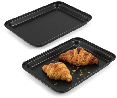 Healifty 2 Pack Nonstick Baking Sheets for Oven Carbon Steel Rectangle Cookie Baking Pans for Brownies Bread and Swiss Roll 9.45 X 7.09 X 1.57 in