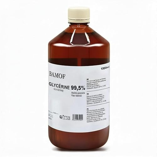 Bamof 1000 ml Glycerin E422, Perfekt für DIY, Pharmaqualität 99,5% Reinheit, Lebensmittelqualität, Raw Material VG, Rein, Vegan, Ph. Eur/USP, 1L