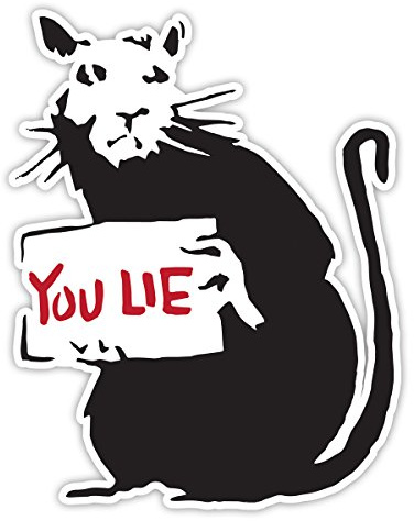Banksy Rat Liegen Sie Design | Art Wand Graffiti Vinyl Aufkleber | Urban Art Fenster, Auto, Laptop Aufkleber - Extra Large - 40x32cm