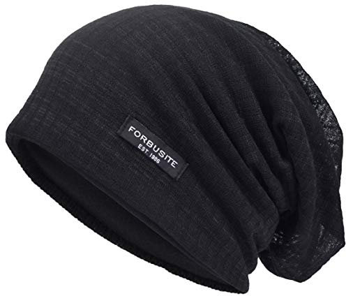 Herren Cool Slouch Mütze Dünne Sommer Schädel Hip-Hop Hüte (Schwarz)