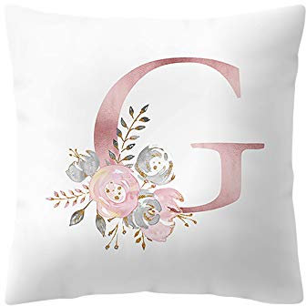 Xmiral Briefe Kissenbezug Weiß Englisch Alphabet Sofakissenbezug 45x45 cm(G)