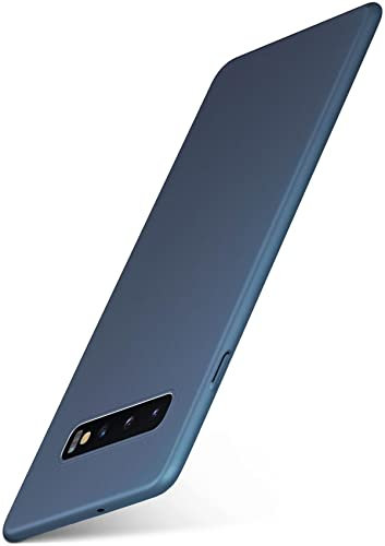 moex Alpha Case für Samsung Galaxy S10 Plus Hülle Ultra Dünn, Schutzhülle mit erhöhtem Kameraschutz, Slim Cover Hardcase Backcover, Dünnste Handyhülle Minimalistisch, Metallic Blau