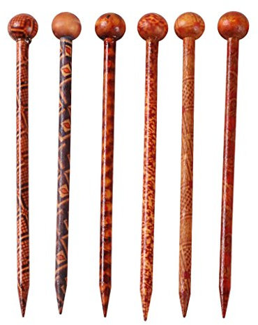 dailymall 13cm Vintage Chic Cheveux Bâtons Motifs Pique à Cheveux Imprimé Bois Baguettes Chinoises Pique à Cheveux Aiguille pour Femmes - 13cm