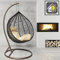 GOODS EMPORIUM Premium Hanging Egg Chair Outdoor Garden Swing Chair Hammock Chair with Cushions - FREE COVER INCLUDED (Medium, Brown - Black - Beige)