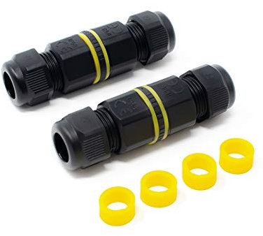 Waterproof Outdoor Cable Connector IP68 Junction Box External Inline 2 Way Mains Electrical Weatherproof Block - Pack of 2 (3 Pole)