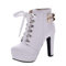 Stivali Donna Inverno Tacco Alto Stivali Elastici con Lacci Caldi Scarpe con Tacco Spesso (39,Bianca)