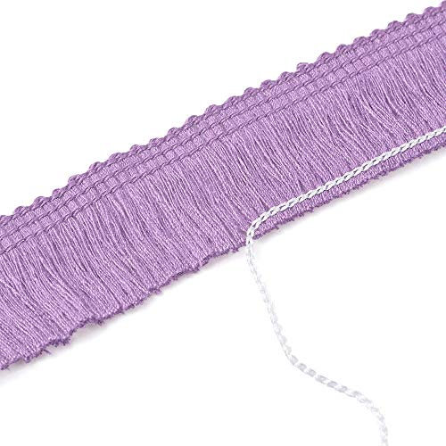 Beadthoven 25 mm breite Fransenborte, 25m, Faser-Spitzenbesatz, Fransen, Nähen, besticktes Band, Helles Lila für Hochzeitsvorhänge, lateinische Kleider, Lampenschirm, Heimdekorationen