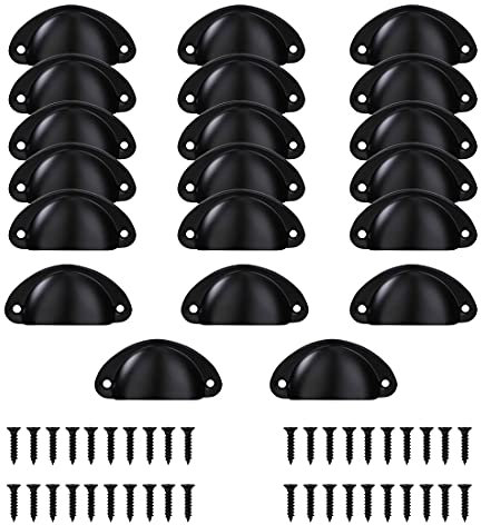 Jesdavan Tiradores de Metal Vintage, 20 Piezas Metal Vintage Manillas, 8 x 3.6cm Tiradores de Concha, Con 40 tornillos, Para puertas de armario, cajones, armarios, cocinas