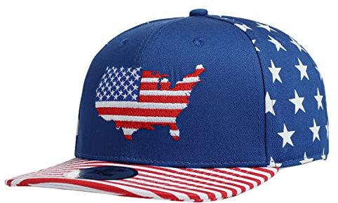 Underground Kulture USA United States of America Blue Stars and Stripes Map Adjustable Super Bowl World Cup Flat Peak Snapback Hat Baseball Cap
