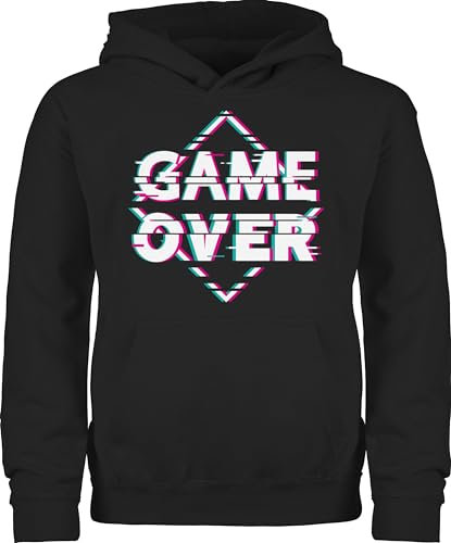 Kinder Hoodie Jungen Mädchen - Trend Kinderkleidung und Co - Game Over - Glitch - weiß - 152 (12/13 Jahre) - Schwarz - kind gaming pulli pullover hoody pullunder kapuzenpullover hoodies sweater