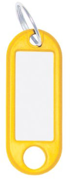 WEDO Schlüsselanhänger 100 Stück, gelb – mit 18 mm Ring, beschriftbar & Etiketten auswechselbar, 52×21×3 mm, Made in Germany