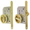 BricoShopping Juego de manillas para puerta interior de madera con cerradura empotrable, gancho de llave y trinquete ciego redondo, boquilla dorada (redondo con cerradura, dorado)