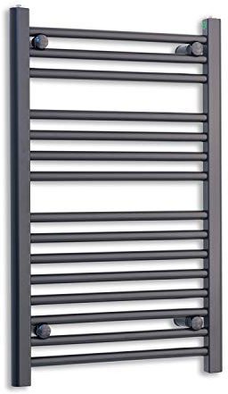 companyblue 550mm Wide Matt Black Heated Towel Rail Radiator Flat Ladder for Stylish Bathroom (800mm high x 550mm wide)