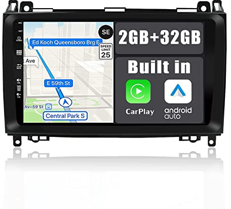 YUNTX Android 14 Radio con navegación para Mercedes-Benz A Klasse/B Klasse/Vito/Viano/Sprinter:[Incorporado CarPlay/Android Auto/DSP/GPS]-9 Pantalla-Dab/Bluetooth 5.0/WiFi/2 Din/2G +32G/USB/RCA