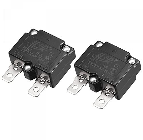 sourcing map Circuit Surcharge Protection 15A AC125/250V DC32V Automatique Réinitialisation Thérmique Coupe-circuit 2pcs