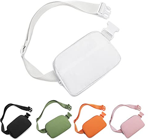 Keyli Bauchtaschen für Damen und Herren, modische Hüfttasche, verstellbare Mini-Crossbody-Gürteltasche für Laufen, Wandern und Reisen, Weiß
