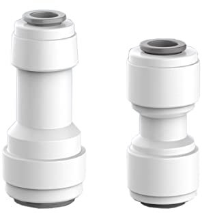 Qrity Unthreaded Push-fit Quick Connect Fittings 1/4 to 1/4, 1/4 to 3/8, Straight Push Connectors, Push to Connect Fittings, Water Tube Adapter