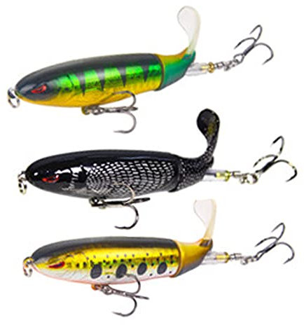 TUXIBIN Angelköder, Kunstköder Set, Wobbler Schwimmende Kunstköder mit Rotierenden Gummischwanz für Hecht Barsch Zander Angeln Köder b3-2