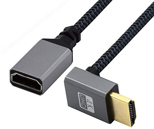 NFHK Câble d'extension HDMI 1.4 type A mâle vers femelle A coudé à 90 degrés compatible HDTV 4K 60Hz 3D